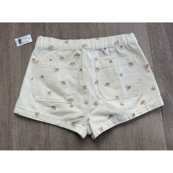 PacSun Mushroom Embroidered Elastic Waist Shorts in Bone Size Medium NWT - Picture 3 of 9